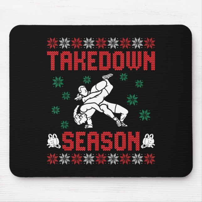 Alfombrilla De Ratón Takedown Season Girls Wrestling Ugly Sweater Chris (Frente)
