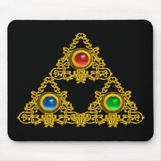 ALFOMBRILLA DE RATÓN TALISMAN MAGIC ELFIC/TRIÁNGULO ORO CON GEMSTONES (Frente)
