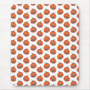 Alfombrilla De Ratón Tambor de calabaza de Halloween asustado arriba