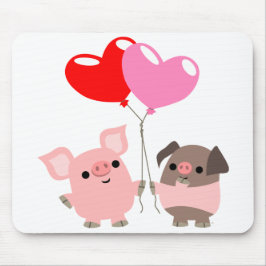 Alfombrilla De Ratón Tangled Hearts (Cartoon Pigs) mousepad