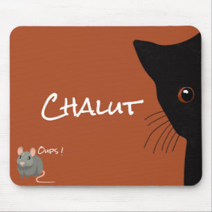 Alfombrilla De Ratón Tapis De Souris chat noir et souris