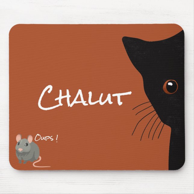 Alfombrilla De Ratón Tapis De Souris chat noir et souris (Frente)