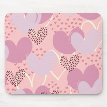 Tapis de souris coeurs rosa bonbon, rouge, beige