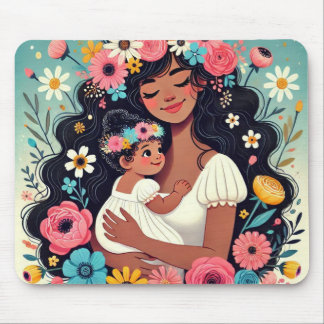 Alfombrilla De Ratón Tapis de souris maman et bebe fille