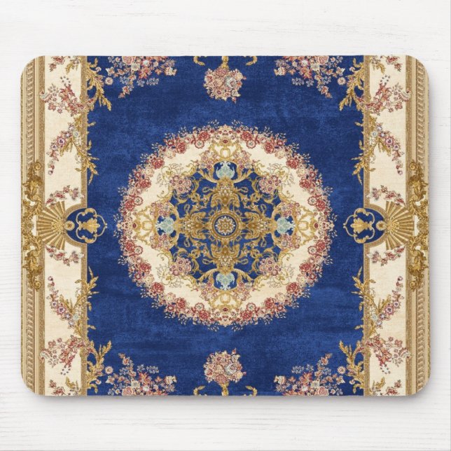Alfombrilla De Ratón Tapis De Yoga motif bleu et doré (Frente)