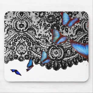 ALFOMBRILLA DE RATÓN TAPÓN DE MOUSE AZUL NEGRO ANTIGUO LACE