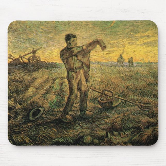 Alfombrilla De Ratón Tarde - Fin del día de Vincent van Gogh (Frente)