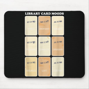 Alfombrilla De Ratón Tarjeta de biblioteca estados de ánimo libro vinta