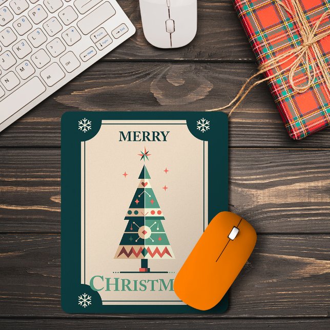 Alfombrilla De Ratón Tarjeta de Navidades Retro con diseño de árbol geo (Subido por el creador)
