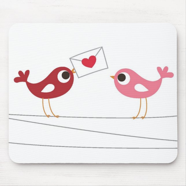 Alfombrilla De Ratón Tarjeta del amor de los pájaros (Frente)