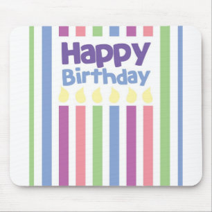 Alfombrilla De Ratón Tarjeta del stripey del feliz cumpleaños