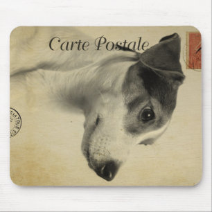 Alfombrilla De Ratón Tarjeta Postal Antigua de Jack Russell