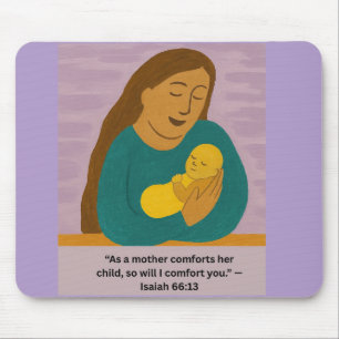 Alfombrilla De Ratón Tarjeta postal de la madre y el bebé que consuela