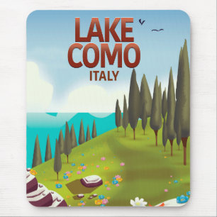 Alfombrilla De Ratón Tarjeta postal de viaje al Lago de Como Italia.