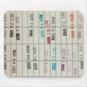 Alfombrilla De Ratón Tarjetas de fecha debida de la biblioteca del