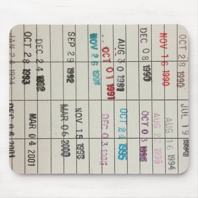 Alfombrilla De Ratón Tarjetas de fecha debida de la biblioteca del (Frente)