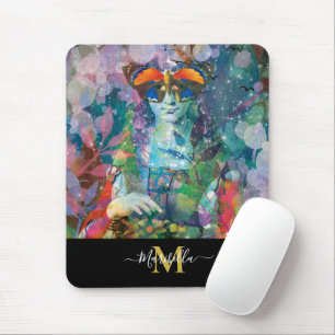 Alfombrilla De Ratón Tarjetas de Oracle Acuarela Boho Yoga Monograma