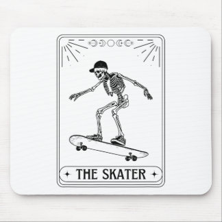 Alfombrilla De Ratón Tarot Card The Skater Skeleton Halloween Skateboar