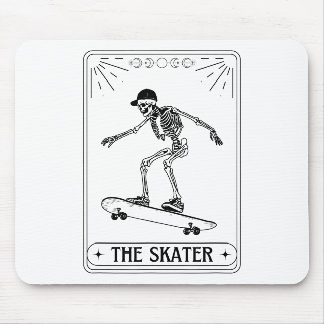 Alfombrilla De Ratón Tarot Card The Skater Skeleton Halloween Skateboar (Frente)