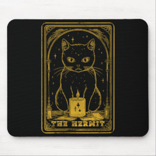 Alfombrilla De Ratón Tarot de mujeres Halloween Gato Negro El Ermitaño