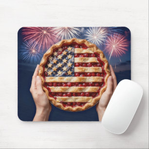 Alfombrilla De Ratón Tarta de cereza con bandera americana