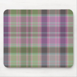 Alfombrilla De Ratón Tartán clásico verde y lila.
