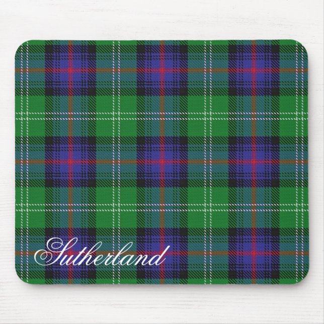 Alfombrilla De Ratón Tartán escocés majestuoso de Sutherland del clan (Frente)