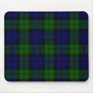 Alfombrilla De Ratón Tartán negro escocés Mousepad del reloj