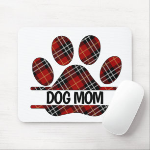 Alfombrilla De Ratón Tartan Plaid DOG MOM Pawprint