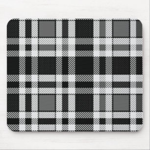 Alfombrilla De Ratón Tartán Tartán Tartán de plástico blanco gris negro