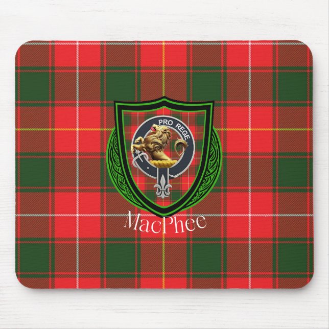 Alfombrilla De Ratón Tartan y Cresta del Clan Escocés MacPhee (Frente)