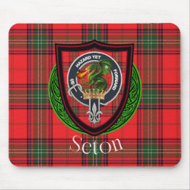 Alfombrilla De Ratón Tartan y Cresta del Clan Escocés Seton 