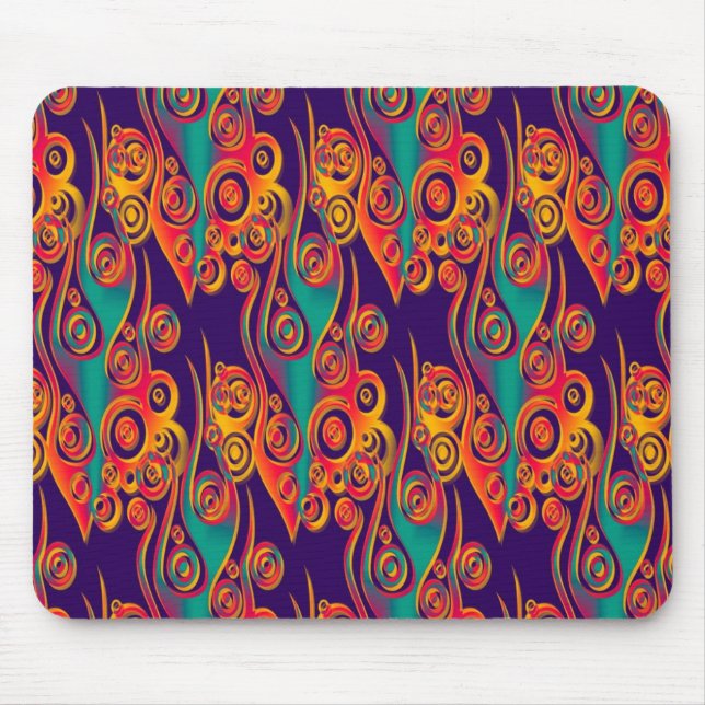 Alfombrilla De Ratón Tattoo Pattern Art - llamas y círculos (Frente)