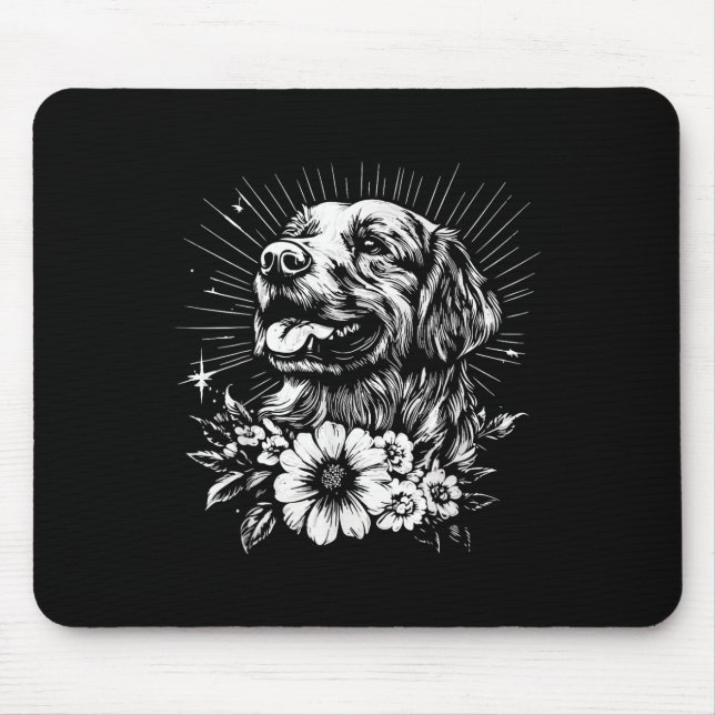 Alfombrilla De Ratón Tattoo Style Lover Golden Retriever Retro Dog (Frente)
