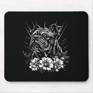 Alfombrilla De Ratón Tatuaje de estilo retro Lover Perro bulldog _1