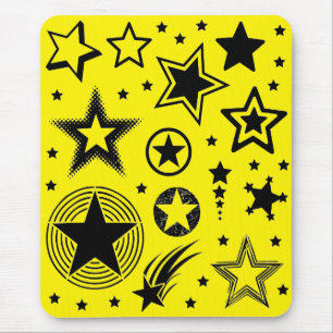 Alfombrilla De Ratón Tatuajes de estrellas negro + tus ideas