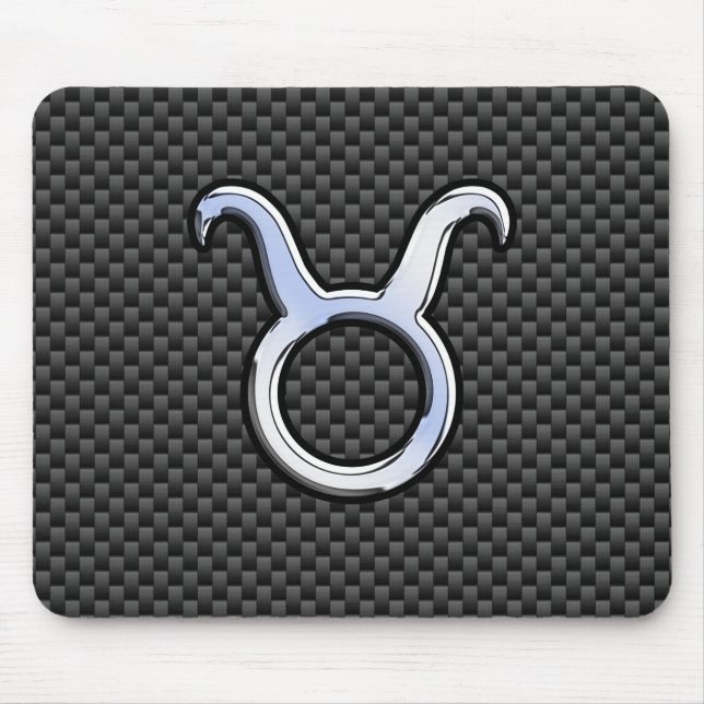 Alfombrilla De Ratón Taurus Sign on Charcoal Carbon Fiber Print (Frente)