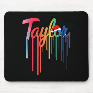 Alfombrilla De Ratón Taylor First Name Santa Hat Colorful Print Taylor