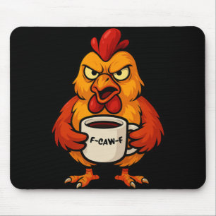 Alfombrilla De Ratón Taza de café F-caw-f Gallo gallina gallo divertido