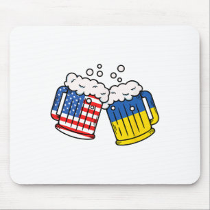Alfombrilla De Ratón Taza de cerveza con bandera estadounidense de Ucra