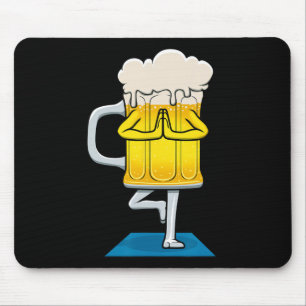 Alfombrilla De Ratón Taza de cerveza haciendo yoga 