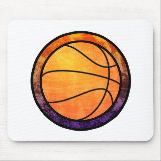 Alfombrilla De Ratón Taza púrpura anaranjada del emblema del baloncesto