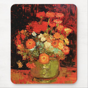 Alfombrilla De Ratón Tazón con zinnias de Vincent van Gogh,