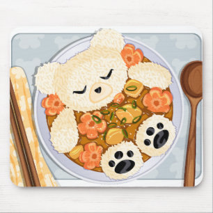 Alfombrilla De Ratón Tazón de Arroz con Curry de Oso Kawaii - Arte de C