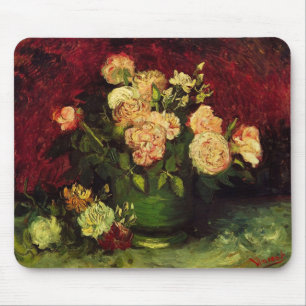 Alfombrilla De Ratón Tazón de Peonías y Rosa, Vincent van Gogh