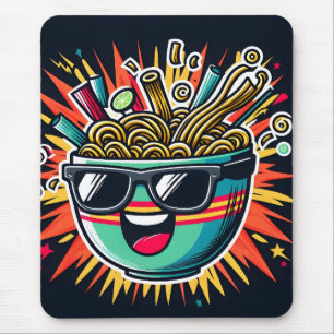 Alfombrilla De Ratón Tazón de ramen de dibujos animados de fideos lindo