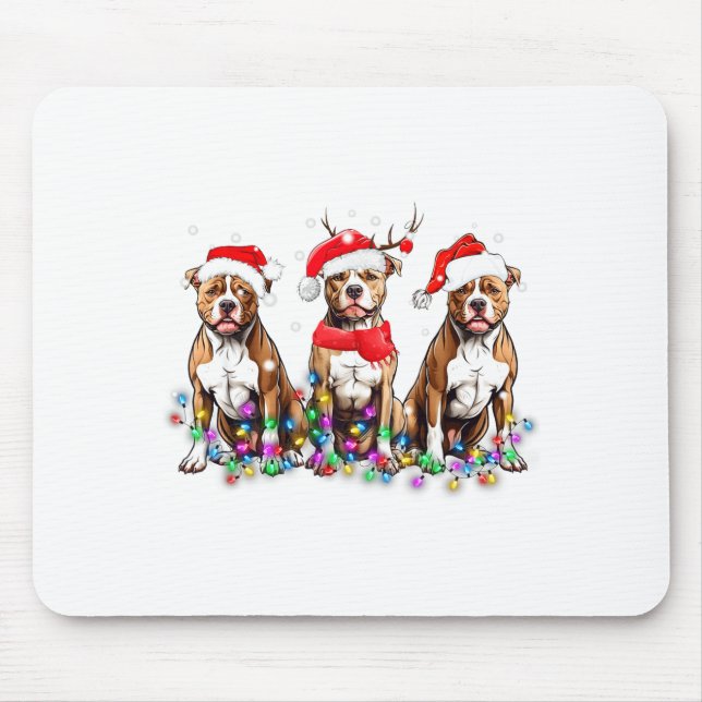 Alfombrilla De Ratón Tbull Dog Christmas Lights Cute Pet Matching Famil (Frente)