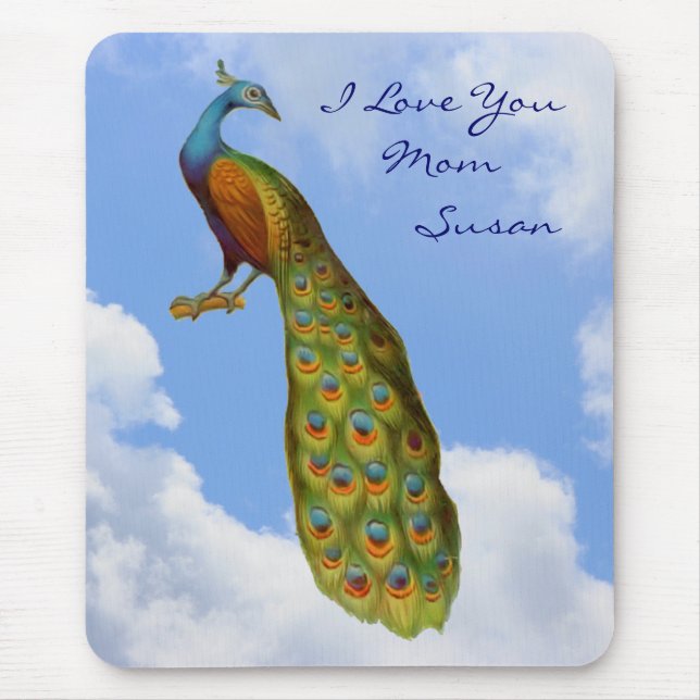 Alfombrilla De Ratón Te Ama Mamá Peacock Personalizado Mousepad (Frente)