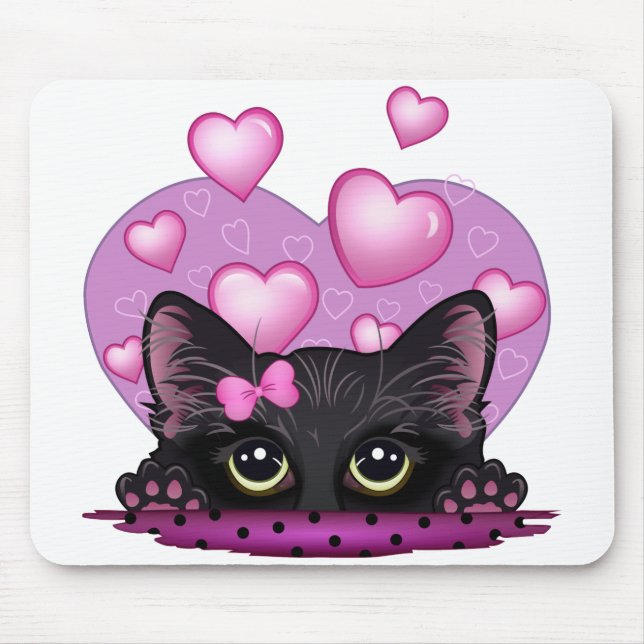 Alfombrilla De Ratón Te amo cojín de ratón del gatito (Frente)
