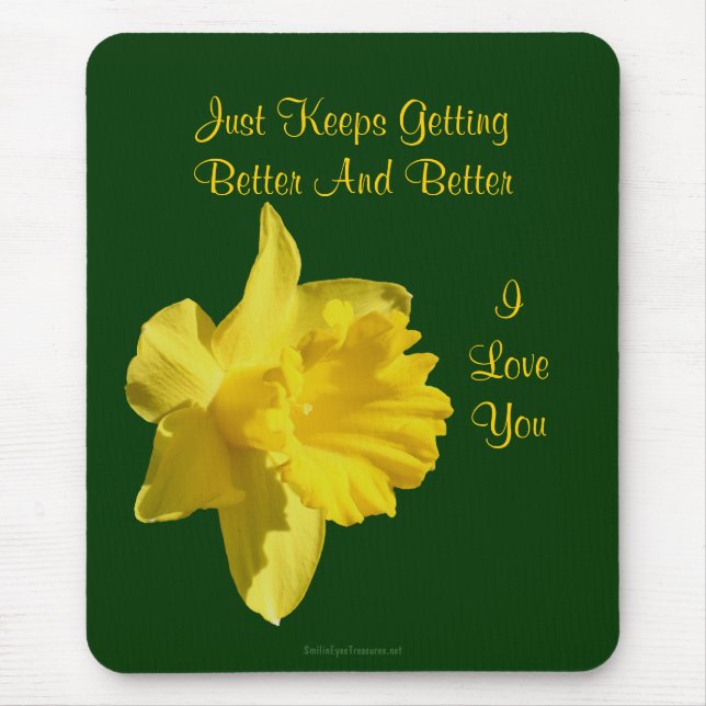 Alfombrilla De Ratón Te Amo Daffodil Flower Photo Mousepad (Frente)